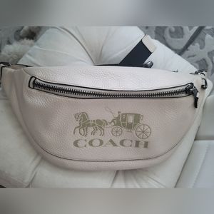 Coach New York all leather ivory white belt bag